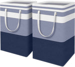 HomeHacks 2 Pack Large Laundry Baskets, Waterproof, Freestanding Laundry Hampers, Collapsible Clothes Hamper with Reinforced Handles in Laundry Room, College Dorm, Bathroom, Bedroom (Grey, 75Lx2)
