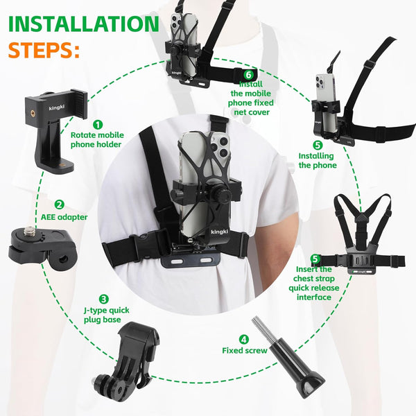Phone Chest Mount Harness Strap Holder for Samsung iPhone