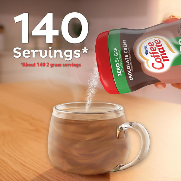 Nestle Coffee-mate Sugar Free Creamy Chocolate Powdered Coffee Creamer, 10.2 Ounce, Gluten-Free, Lactose-Free, Zero Sugar, 10.2 oz Bottle