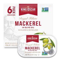 King Oscar skinless boneless wild caught mackerel in olive oil, 4.05 ounce can, pack of 6