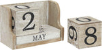 Wooden Perpetual Block Calendar for Desk, Wood Month Date Display Blocks for Teachers, Students, Classroom, Rustic Farmhouse Office Decor, Desk Accessories (5 x 4 In)