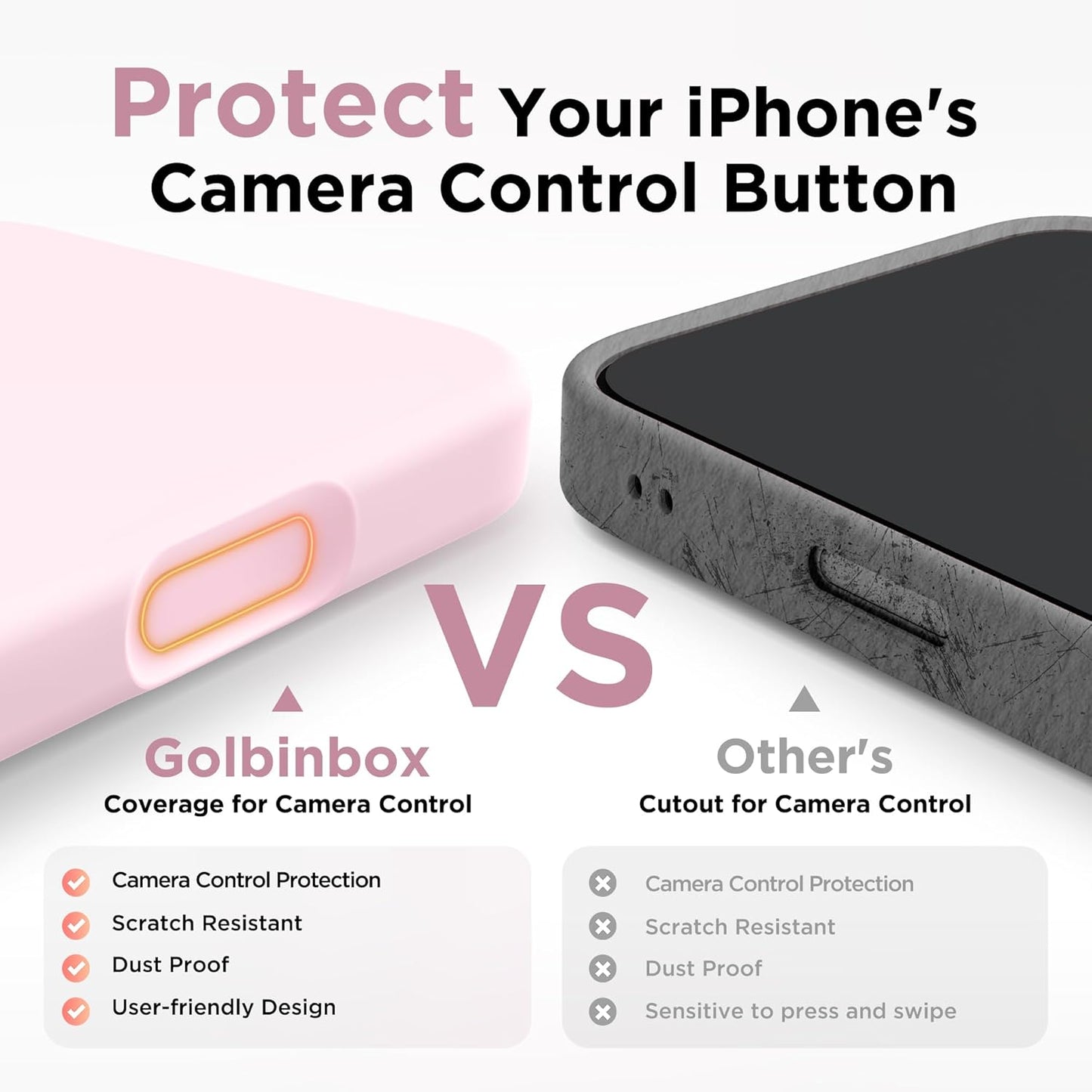 GolbinBox Magnetic for iPhone 17 Pro Max Case, Compatible with MagSafe, [Full Camera Protection] [Screen Protector], Silicone Shockproof Phone Cover with Anti-Scratch Microfiber Lining, Chalk Pink - Rayz Mart