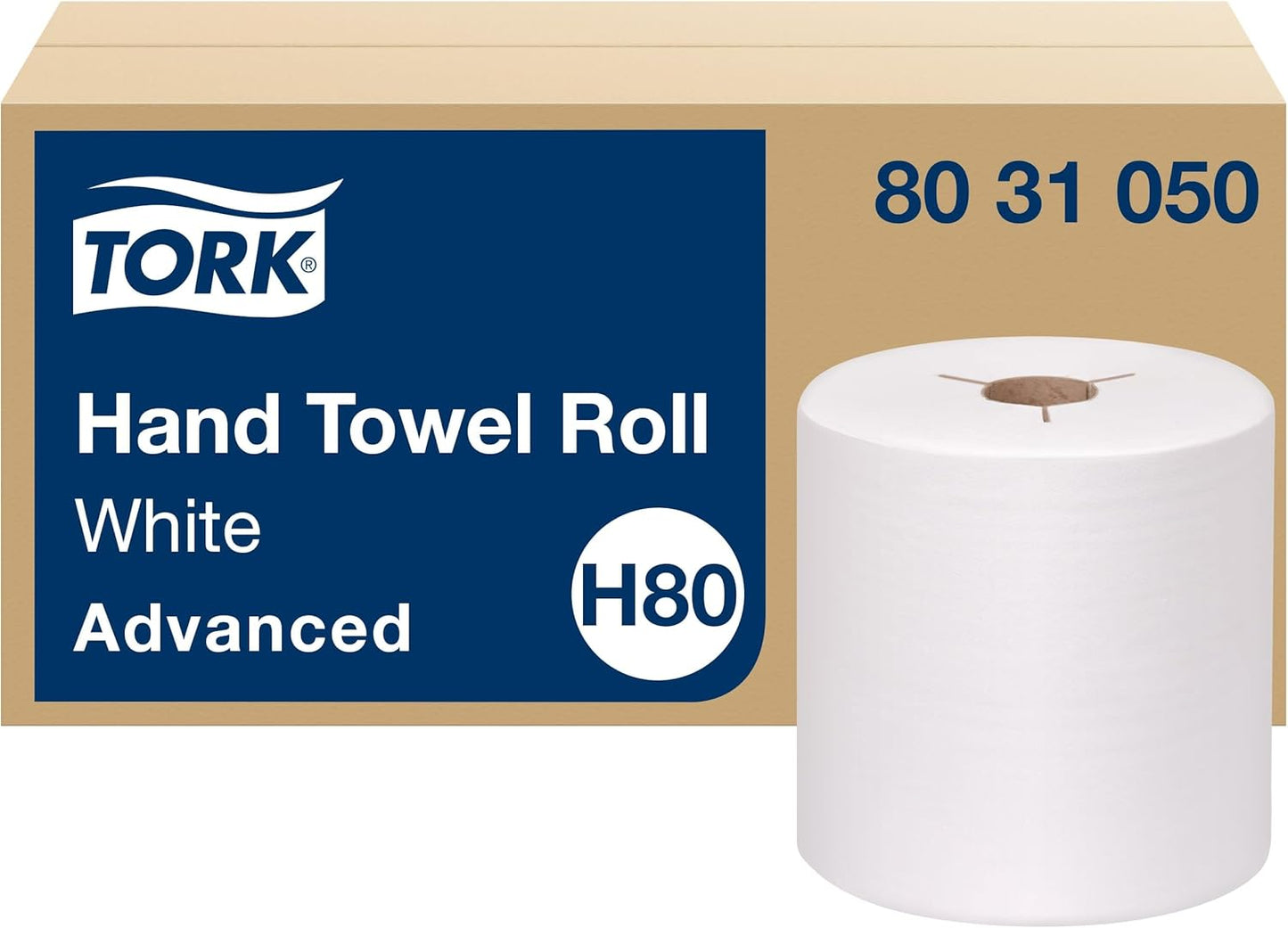 Tork Universal Hand Towel Roll White, Compatible with H21 Dispensers, 100% Recycled Fiber 6 Rolls x 800 Ft (RB8002)