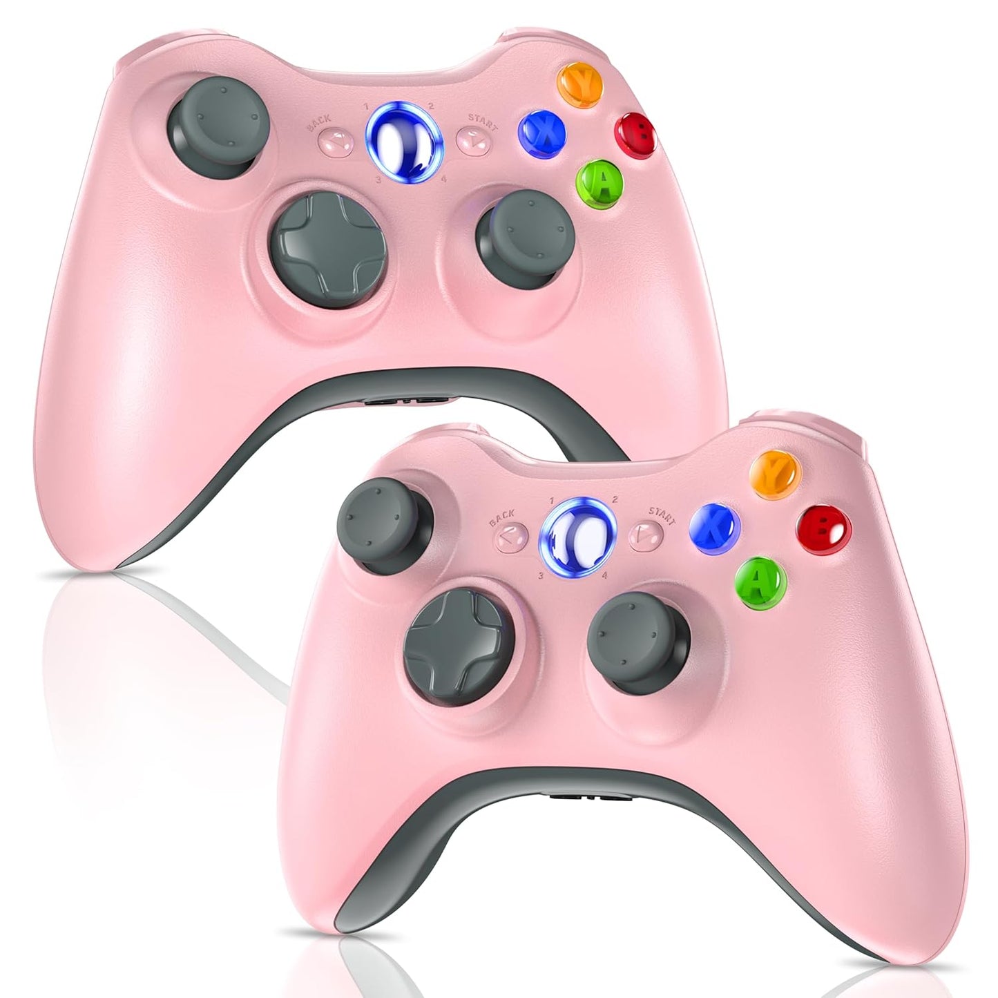 Gamrombo 2 Pack Replacement for Xbox 360 Controller, Wireless Controllers Gamepad Upgraded Joystick Compatible with 360 & Slim, Windows 11/10/8/7 PC Controller
