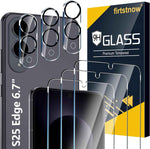3 Pack Glass Screen Protector for Samsung Galaxy S25 Ultra [6.9 inch] + 3 Pack Camera Lens Protector, 9H Tempered Glass, Fingerprint Unlock, HD Clear Case Friendly Anti-Scratch