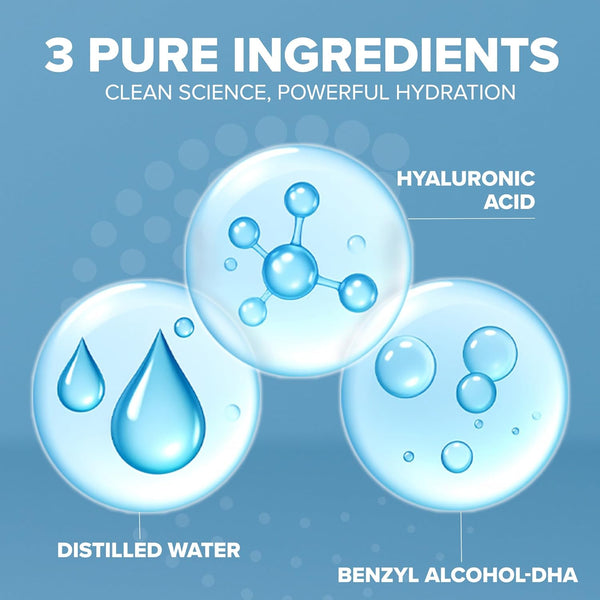 Hyaluronic acid serum for skin, 100% pure, anti-aging, intense hydration, non-greasy, paraben-free, 2oz