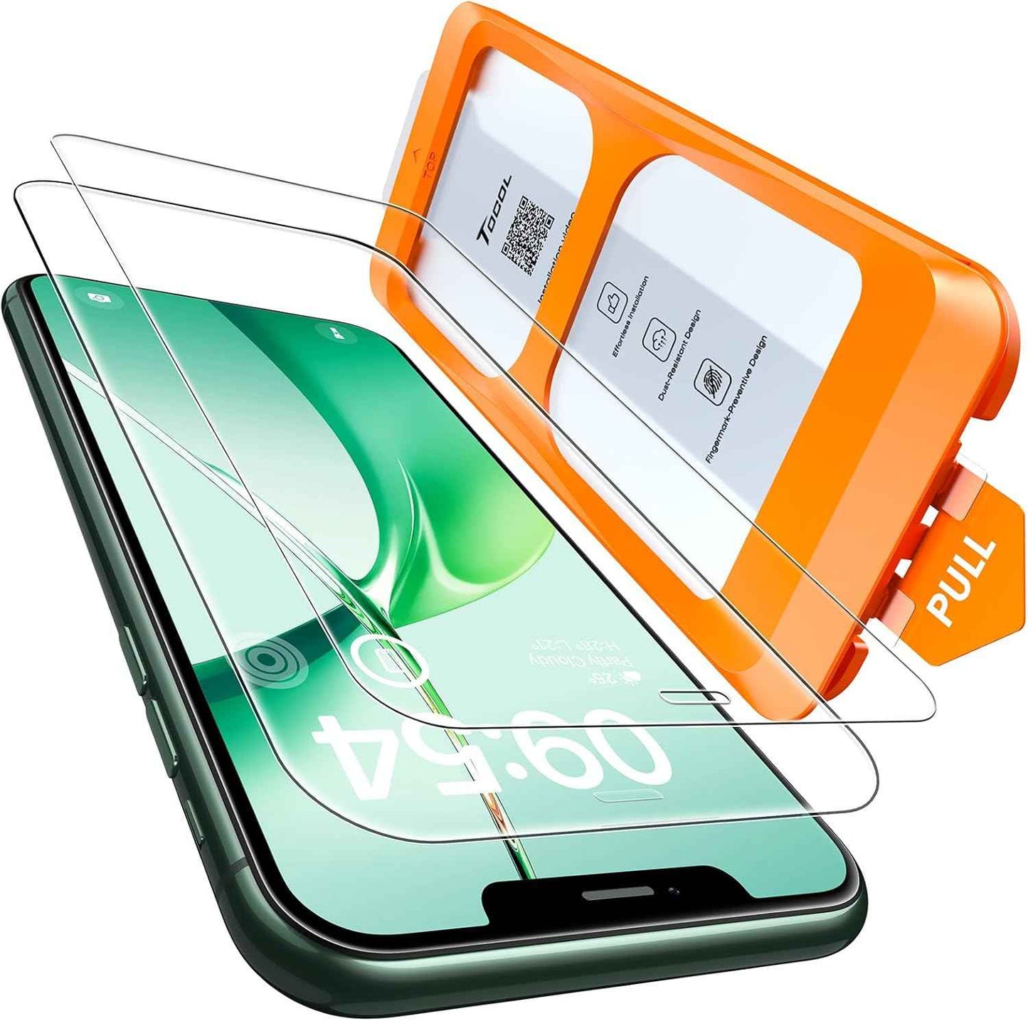 TOCOL for iPhone 17 Screen Protector 6.3 inch 9H Hardness Military Grade Shatterproof HD Tempered Glass for Full Coverage Protection 2 Pack