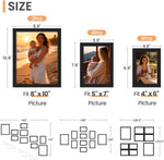 upsimples 10 Pack Picture Frames Collage Wall Decor for Mounting or Tabletop Display, Photo Gallery Frame Set for Family, Multi Sizes Including 8x10, 5x7, 4x6, Black