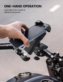 Lamicall Motorcycle Phone Mount, Bike Phone Holder - [Metal Lock] Upgrade Quick Install Bar Clip for Bicycle Scooter, Cell Phone Clamp Gifts for iPhone 17 16 15 Pro Max, Galaxy, 4.7-6.8" Phones