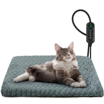 GASUR 18''x16'' Waterproof Heated Cat Bed with Timer and Adjustable Temperature for Small Cats and Dogs