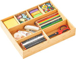 Bamboo Desk Drawer Organizer with Adjustable Dividers