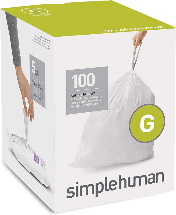 Custom fit liners for simplehuman trash cans, 100 count, 50% PCR plastic, 50-60 liter capacity