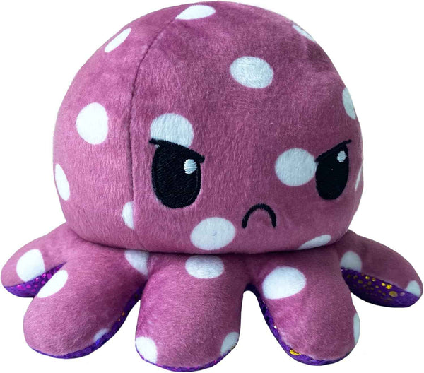 TeeTurtle Reversible Octopus Plushie - 4-Inch Pink + Aqua Two-Sided Flip Plush Toy with Embroidered Details - Cute Mini Collectible Plush for Kids, Teens, and Adults