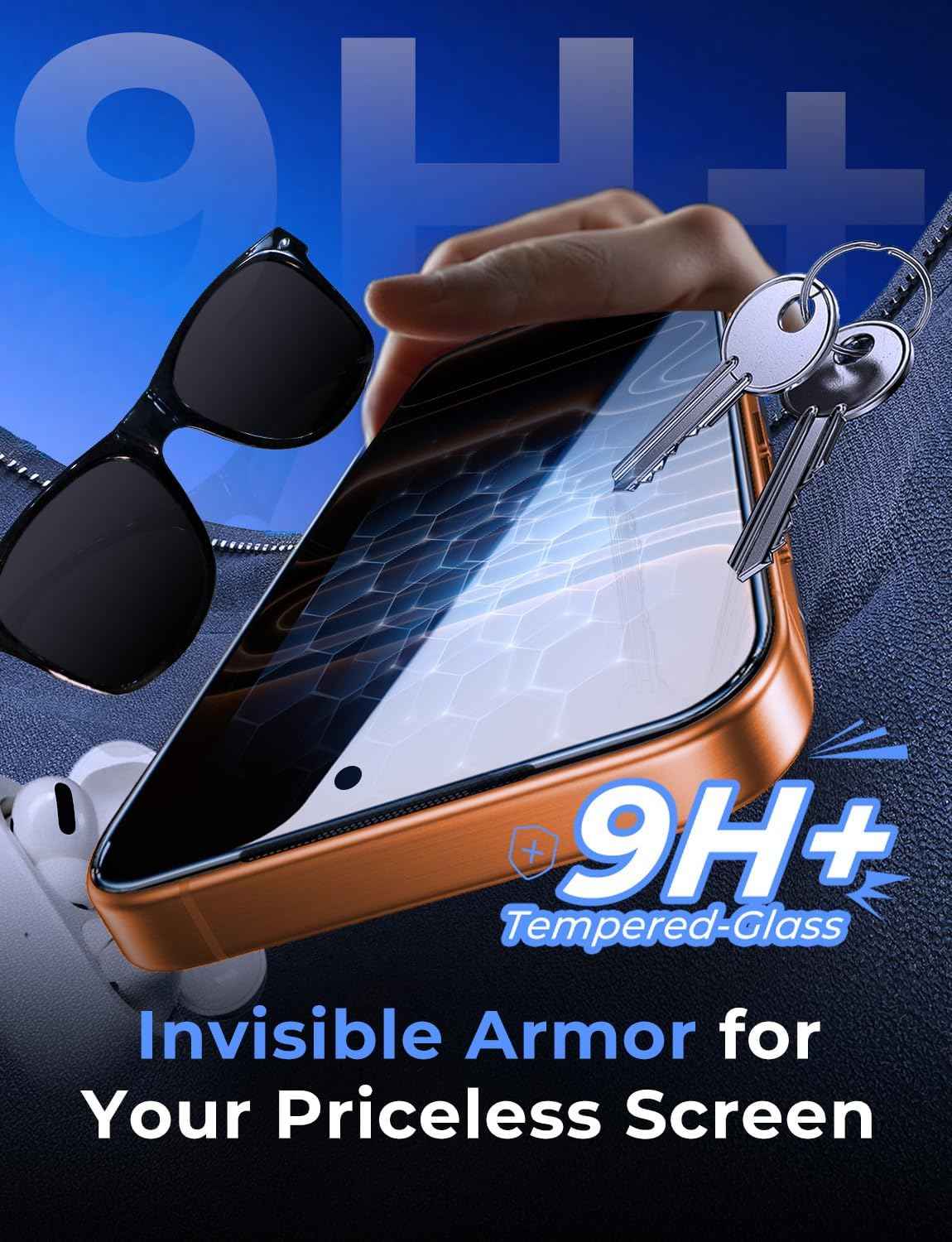 MAGIC JOHN 2 Pack for iPhone 17 Pro Max 6.9 inch Privacy Glass Screen Protector-[Anti-Spy] Auto Dust-Elimination, Bubble Free, Easy Installation, Daily Drop Protection