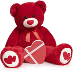 HollyHOME Big Teddy Bear Stuffed Animal Valentines Large Bear Plush with Red Heart for Girlfriend and Kids Valentines 36 inch Tan