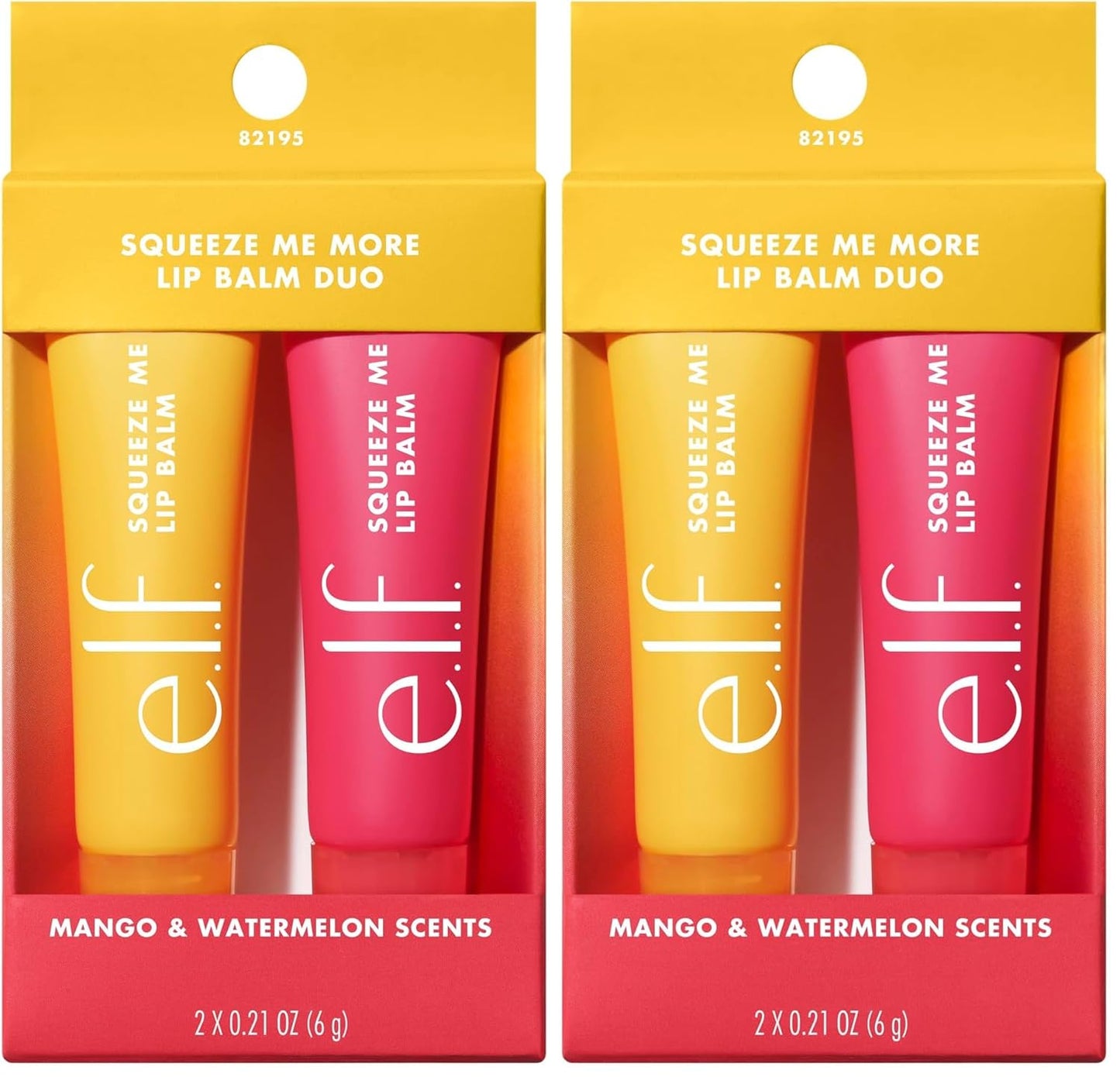 e.l.f. Squeeze Me More Lip Balm Duo, Moisturizing Balm For A Sheer Tint Of Color, Made With Hyaluronic Acid, Vegan & Cruelty-Free, Mango & Watermelon