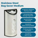 Honey-Can-Do Stainless Steel Plastic Bag Saver & Trash Bag Dispenser, Wall-Mounted Plastic Bag Organizer for Kitchen, Pantry, Garage, Durable Stainless Steel Storage for Grocery Bags and Space-Saving