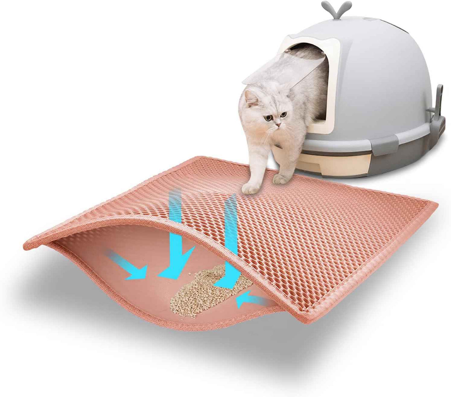 Pieviev Cat Litter Mat Double Layer Waterproof Urine Proof Trapping Mat 1 Pack (Gray, 24x15 Inch (Pack of 1))