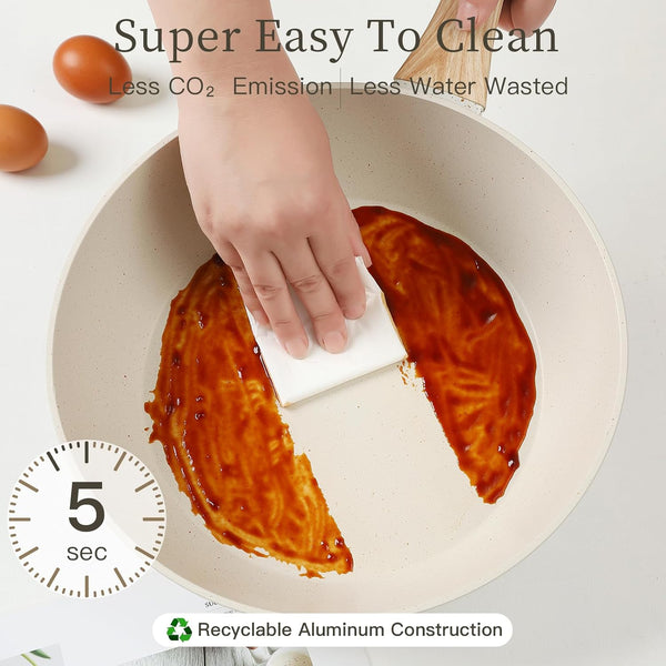 16-piece non-stick cookware set with aluminum core and bakelite handles