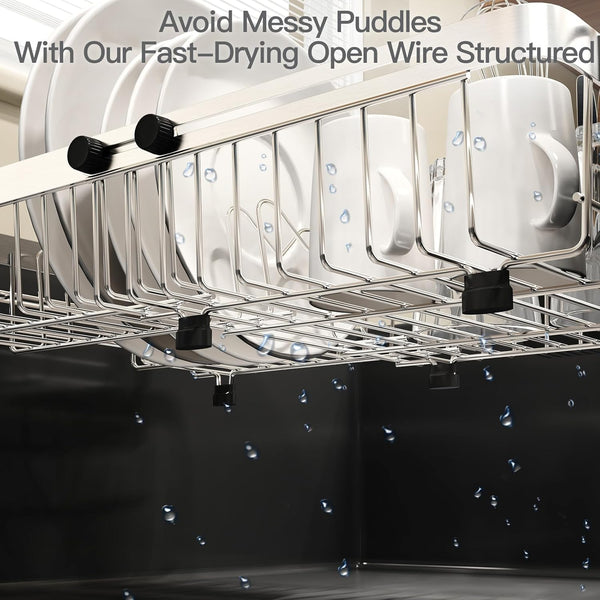 Stainless Steel Expandable Dish Drying Rack for Small Kitchen Counters