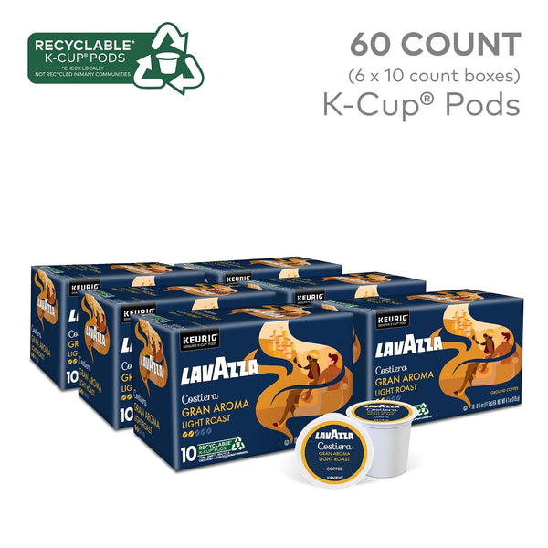 Lavazza Costiera Gran Aroma single-serve Keurig K-Cup pods, light roast coffee, 60-count box