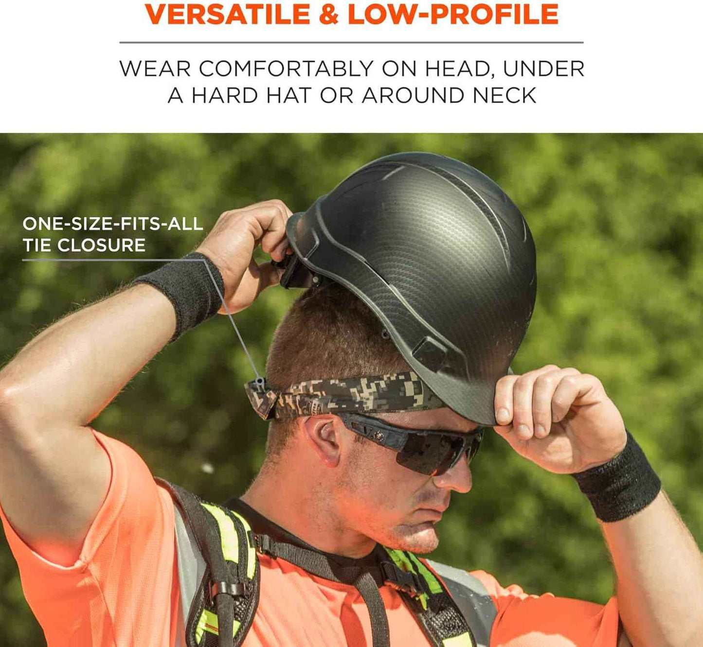 Ergodyne Chill Its 6700 Cooling Bandana, Evaporative Polymer Crystals for Cooling Relief, Tie for Adjustable Fit, Blue