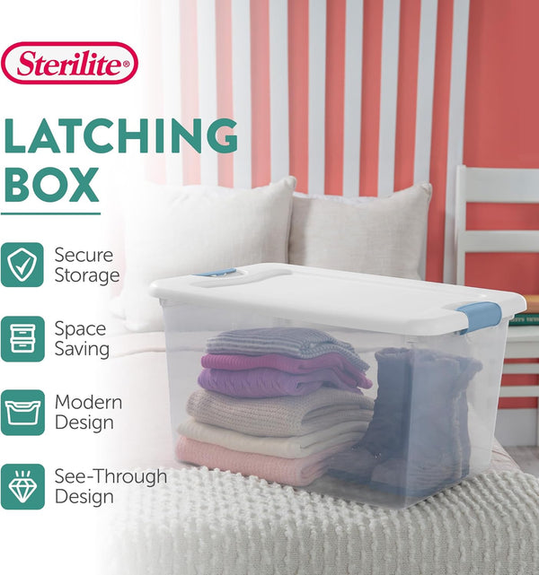 Sterilite 4-Pack 64 Quart Latching Box Storage Organizer Bins