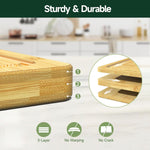 Bamboo cutting board set for kitchen with deep juice grooves and pre-oiled surface