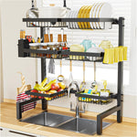 Adjustable 2-Tier Over The Sink Dish Drying Rack for Kitchen