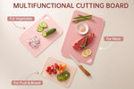 Pink Plastic Cutting Board Set for Kitchen, Dishwasher Safe, BPA Free, Reversible, with Grip Handle