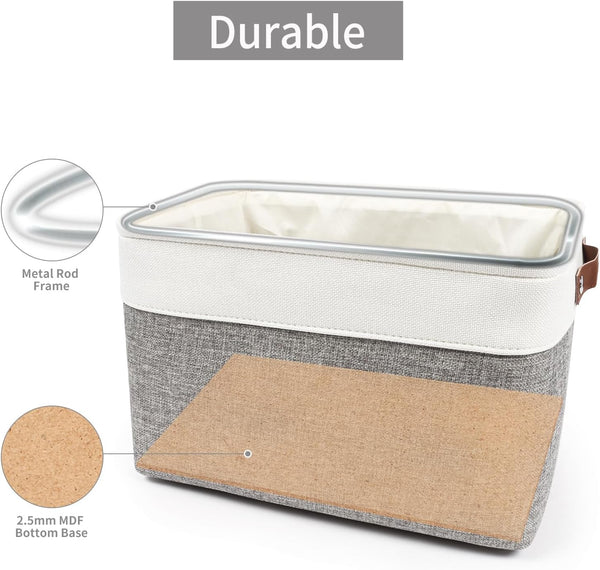 Large Fabric Storage Bins for Shelves 3 Pack Grey and White