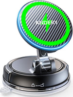 ANDERY Only for iPhone Magsafe Car Mount Charger [15W Fast Wireless Charge, 78+LBS Strong Suction & 2400gf Magnetic] 360° Adjustable Car Phone Holder, Phone Holders for Your Car Dash Accents Accessory
