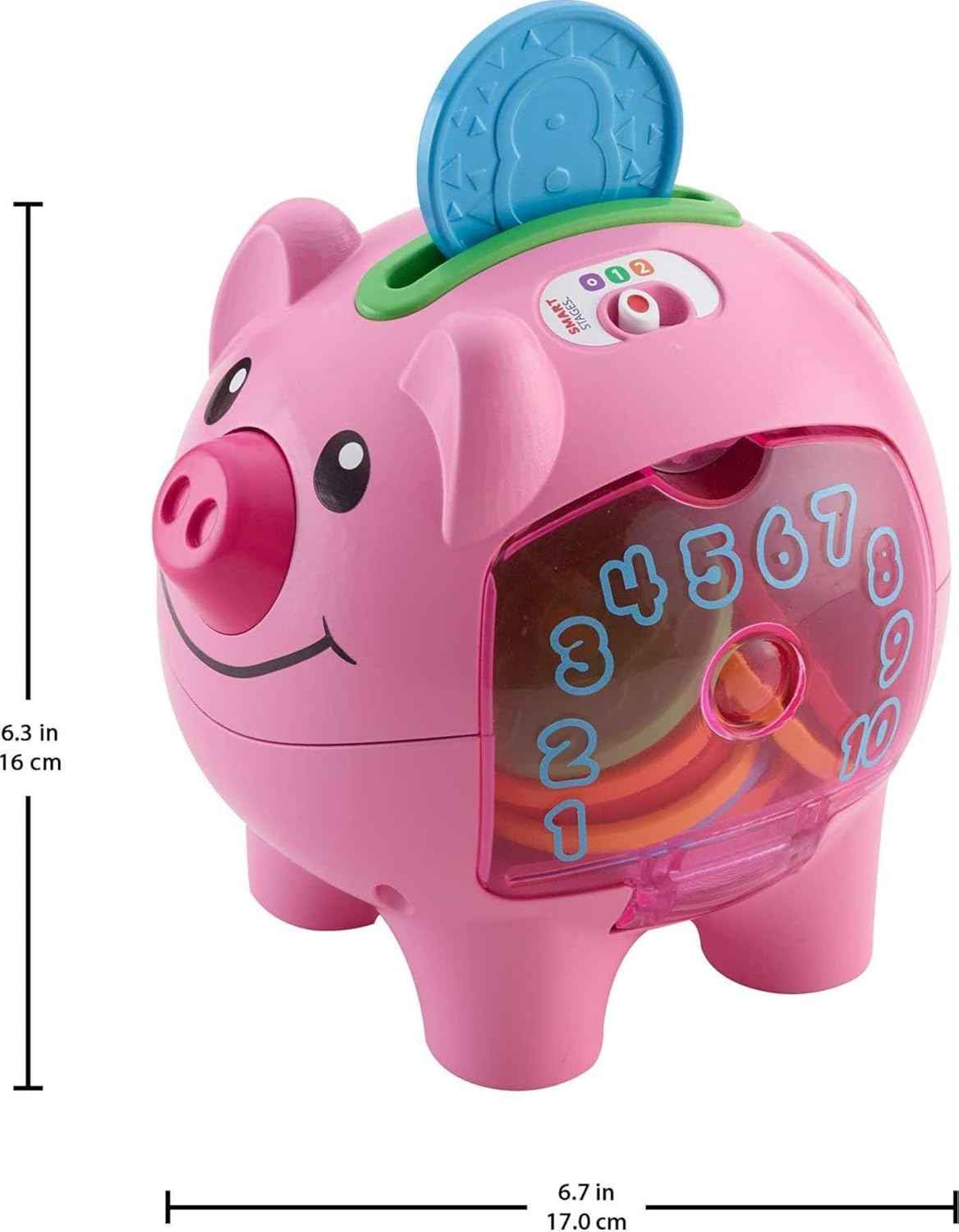 Fisher-Price Baby & Toddler Toy Laugh & Learn Smart Stages Piggy Bank with Educational Songs & Phrases for Infants Ages 6+ Months (Amazon Exclusive)