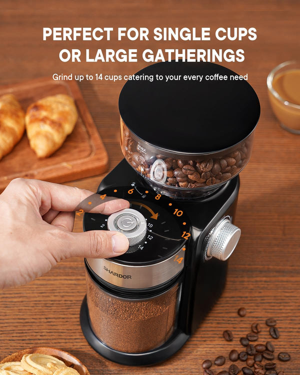 SHARDOR Electric Burr Coffee Grinder 2.0 for Home Use with 16 Precise Settings