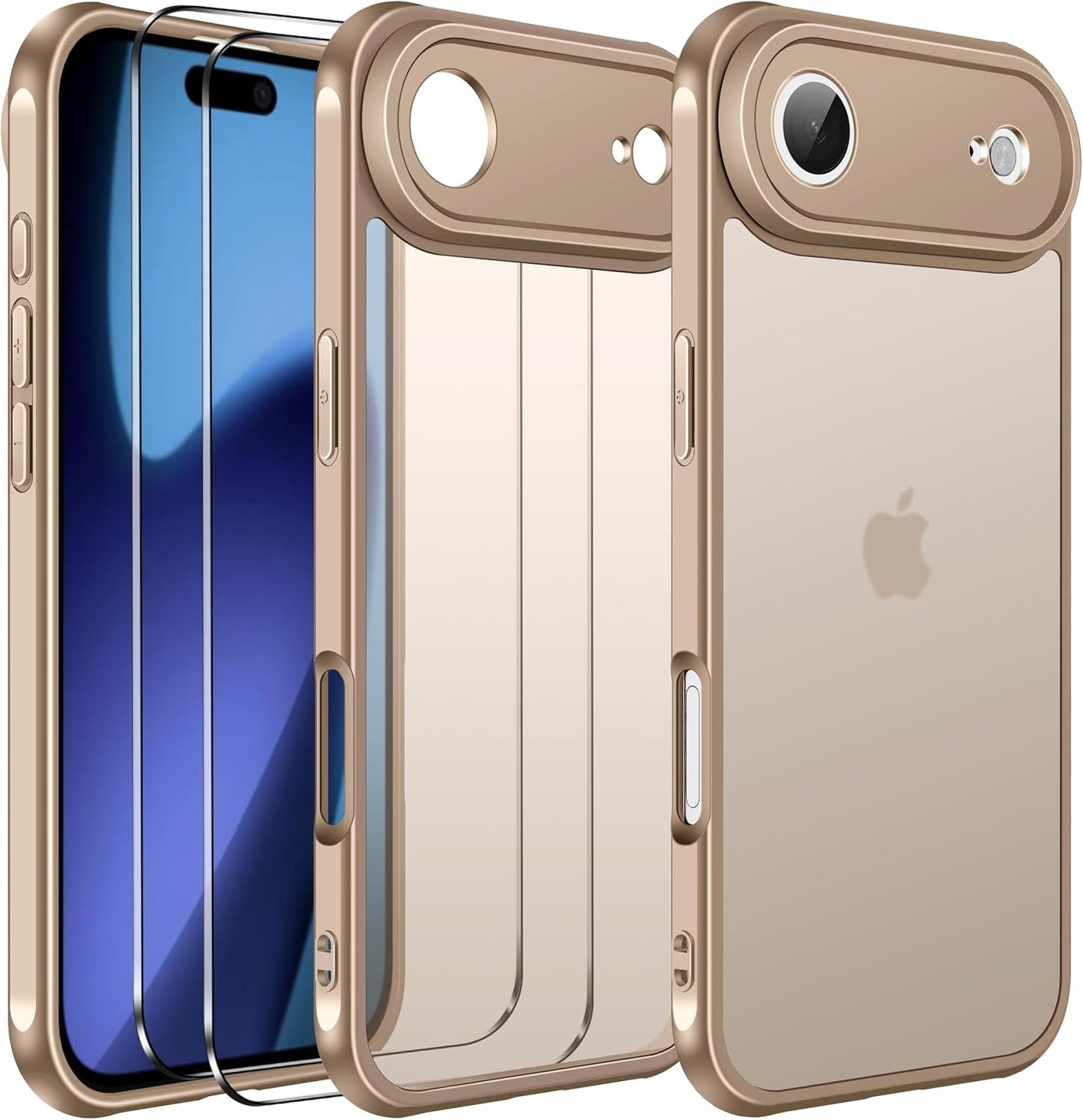 ivoler 3-in-1 Clear Case Designed for iPhone 17 Pro Max 6.9'' 2025 with 2 Pack Tempered Glass Screen Protector Full Camera Protection, Military Shockproof Hard Back Slim for 17 Pro Max Cover - Clear