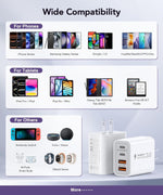40W USB C Charger Block, 4-Port Fast Charging Brick for iPhone and Samsung Devices