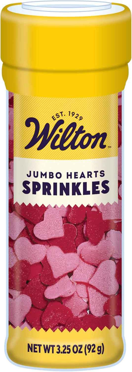 Wilton Jumbo Heart Sprinkles, Heart-Shaped Sprinkles for Valentine's Day Cakes, Cupcakes & Cookies, 3.2 oz, Red and Pink
