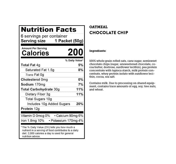 Kodiak Instant Oatmeal Packets, Chocolate Chip, High Protein, 100% Whole Grains, 6 boxes with 6 packets each (36 packets total)