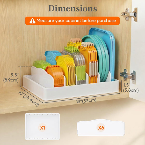 Kitchen Cabinet Organizer for Food Container Lids and Storage