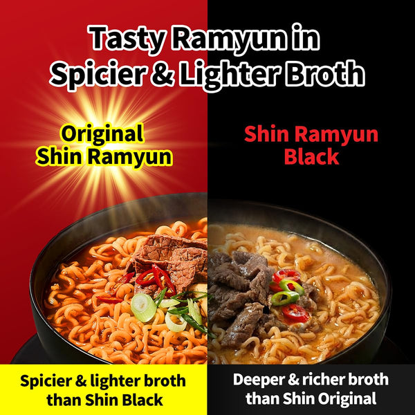 Nongshim Shin Ramyun Bowl Noodles: Spicy Korean Instant Ramen with Rich Beef Broth, Microwaveable