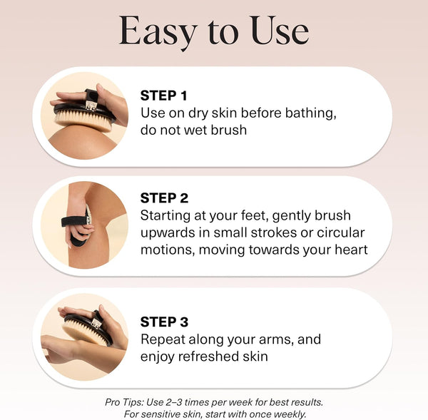 Kitsch Soft Bristle Dry Brushing Body Brush for Lymphatic Drainage and Skin Exfoliation
