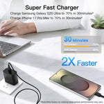 2-Pack 3FT Phone USB C Cables with Type C Charger Fast Charging Blocks Compatible with Samsung and iPhone Devices