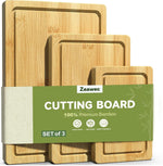 Bamboo cutting board set for kitchen with deep juice grooves and pre-oiled surface