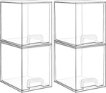 Vtopmart 7.6" Clear Stackable Storage Drawers, 4 Pack Plastic Organizers for Home Organization
