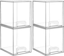 Vtopmart 7.6" Clear Stackable Storage Drawers, 4 Pack Plastic Organizers for Home Organization