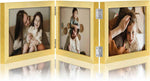decorUhome Triple 4x6 Picture Frame Vertical, Engineered Wood Trifold Photo Frame with Plexiglass for Tabletop Display, 4x6, Black