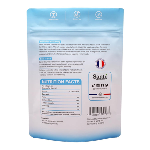 sante naturelle celtic salt 1.1lb french mineral sea salt organic rich in 82+ minerals hand harvested sal celtica