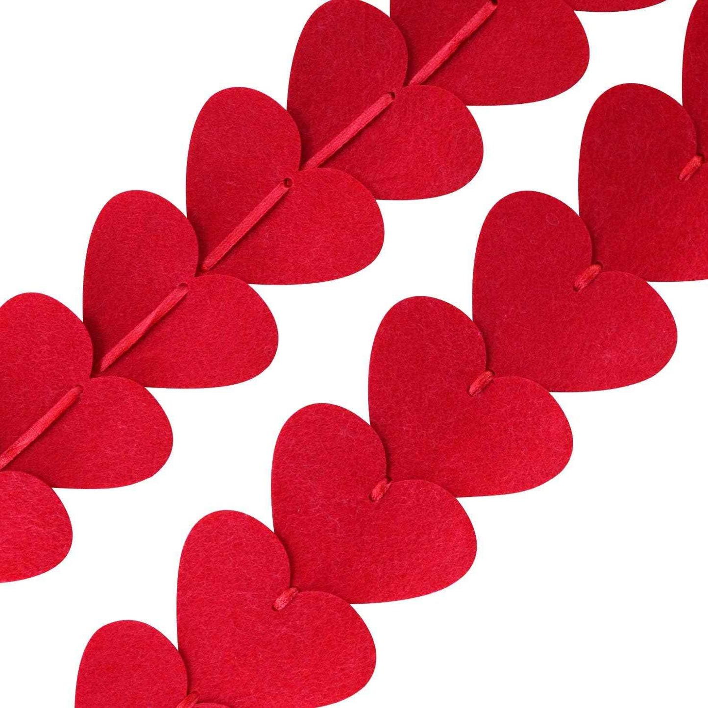 72 Red Hearts Felt Garland - NO DIY - Valentines Red Heart Hanging String Garland - Valentines Decor - Valentine Decorations - Valentines Wedding Anniversary Birthday Party Supplies