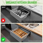 Bamboo Silverware Organizer for Kitchen and Office Use