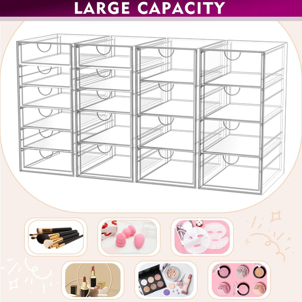 Acrylic Makeup Organizer with 19 Drawers for Bathroom Vanity Desk